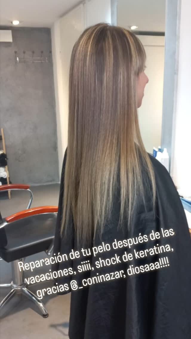 Resultado de shock de keratina, pelo largo con brillo